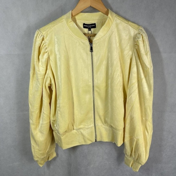 Generation Love Revolve Blair Bomber Puff Sleeves Sweater Yellow Size XL - Picture 6 of 8